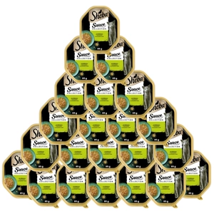 SHEBA Sauce Collection tacka 22x85 g – mokra karma pełnoporcjowa dla dorosłych kotów, kawałki z królikiem i warzywami, w sosie