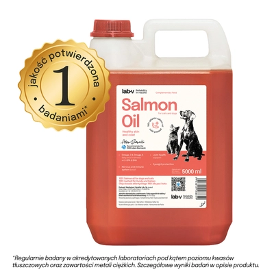Lab-v Olej z Łososia 100% Dla Psa i Kota w Każdym Wieku 5000 ml Tłoczony Na Zimno