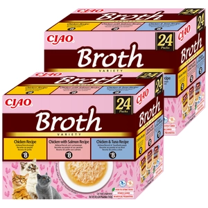 INABA Ciao Broth - karma uzupełniająca dla kota bulion o smaku kurczaka, łososia i tuńczyka 2x(24x40g)