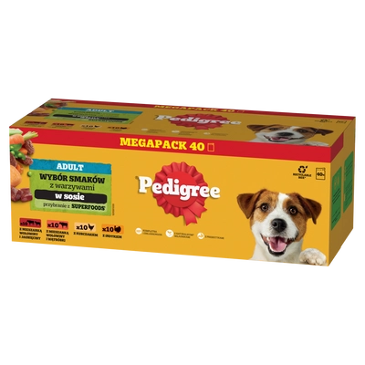PEDIGREE Adult saszetka 40x100 g - Mix Smaków z warzywami w sosie, mokra karma pełnoporcjowa dla dorosłych psów