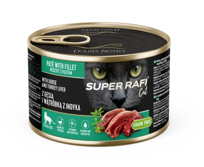 DOLINA NOTECI Super Rafi Cat P&F z gęsią i wątróbką z indyka dla kotów sterylizowanych 185g