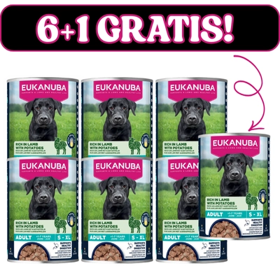 EUKANUBA Mokra karma dla psów dorosłych, bogata w jagnięcinę i ziemniaki 6x400g + 400g Gratis 
