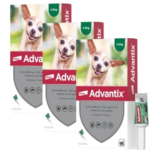 Advantix - dla psów do 4kg 3x(pipeta 0,4ml)