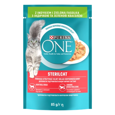 Purina One Sterilcat z indykiem i zieloną fasolką 85g