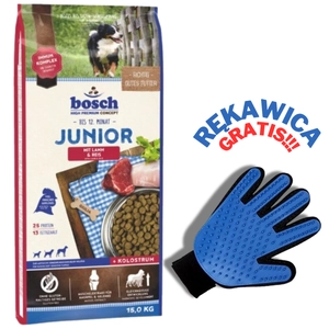 Bosch Junior Lamb & Rice, jagnięcina i ryż (nowa receptura) 15kg + RĘKAWICA DO CZESANIA GRATIS!!