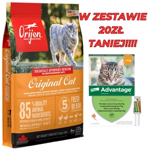 ORIJEN Original Cat 5,4kg + Advantage - dla kotów (0,4mlx4) *roztwór* blister