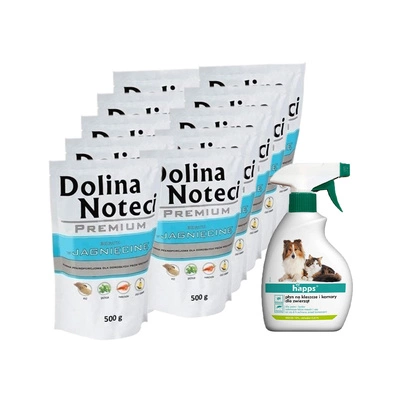 Dolina Noteci PREMIUM bogata w jagnięcinę 10x500g + HAPPS - płyn na kleszcze i komary dla zwierząt 200ml