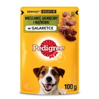 PEDIGREE Adult saszetka 100 g - mokra karma pełnoporcjowa, kawałki bogate w mieszankę jagnięciny i wątróbki w galaretce dla dorosłych psów