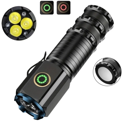 GENETIC® Latarka taktyczna led akumulatorowa usb klips magnes mocna dioda 5 trybów