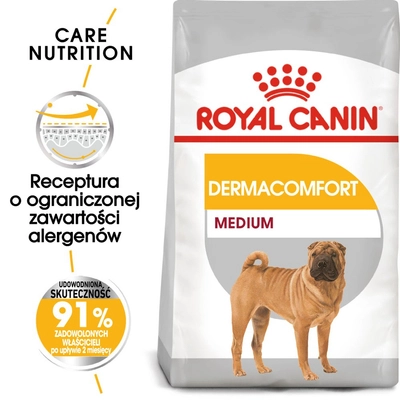 ROYAL CANIN CCN Medium Dermacomfort 12kg karma sucha dla psów dorosłych, ras średnich, o wrażliwej skórze, skłonnej do podrażnień opakowanie uszkodzone (4031)