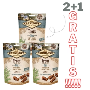 Carnilove Semi-Moist Snack, pstrąg i koperek, 200g 2+1 GRATIS!!