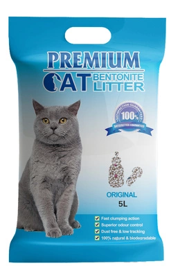 Premium Cat Żwirek Bentonitowy Zbrylający - Naturalny dla kota 5L-3,5kg / Opakowanie uszkodzone (5363) !!! 