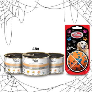 Dolina Noteci PREMIUM dla psów małych ras z bażantem dynią i makaronem 48x185 g + piłka