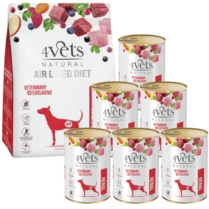 4Vets Natural Zestaw Renal karma suszona 1kg + karma mokra 6x400g