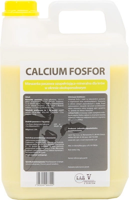 LAB-V Calcium Fosfor - Mieszanka Paszowa Uzupełniająca Mineralna Dla Bydła Pomocna W Okresie Okołoporodowym 5kg