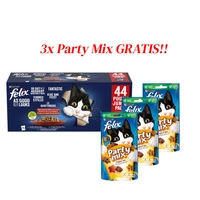 Felix Fantastic MIX smaków w galaretce: 44x85g + 3x Felix Party Mix Original Mix 60g GRATIS!!