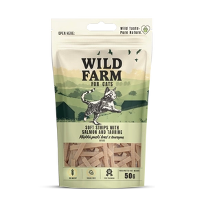 WILD FARM miękkie paski łosoś z tauryną 50g przysmak dla kota