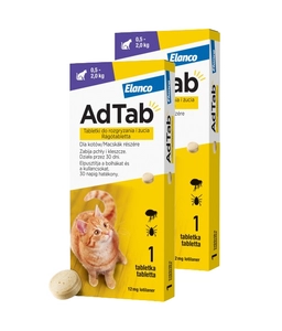 ELANCO 2xAdTab 12mg tabletki na pchły i kleszcze dla kotów 0,5-2 kg