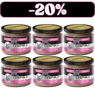 Leopold Pasztetowy mus z mięsem indyka dla kotów 6x300g 