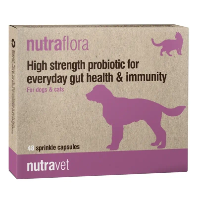 NUTRAVET Nutraflora For Dogs & Cats 48kaps - Probiotyk o wysokiej sile wspomagający codzienne zdrowie jelit i odporności