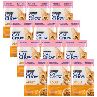 PURINA Cat Chow Adult Karma dla kotów z łososiem i zieloną fasolką w galaretce 12x85g 