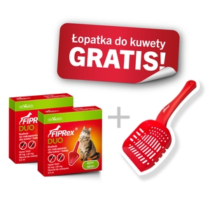 FIPREX DUO 50 mg + 60 mg roztwór do nakrapiania dla kotów i fretek x 2szt + Łopatka do kuwety GRATIS!