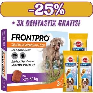  Frontpro tabletki na pchły i kleszcze XL 136mg 25-50kg x 3tabl 