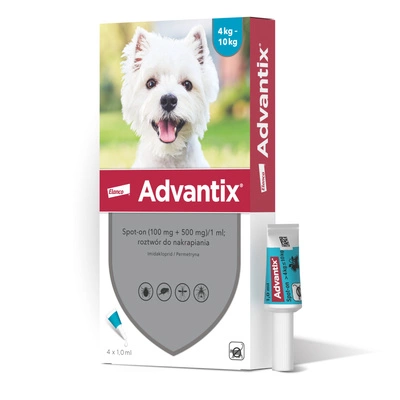 Advantix - dla psów 4-10kg (4 pipety x 1ml)