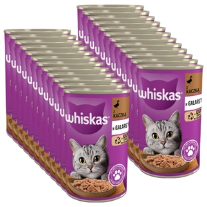 WHISKAS Adult puszka 24x400 g - mokra karma dla dorosłego kota, kawałki z kaczką w galaretce