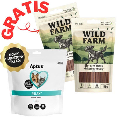 Aptus-Relax kęsy 30 sztuk + WILD FARM przysmak dla psa paluszki z wołowiny 2x80g GRATIS!!