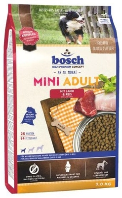 Bosch Adult Mini Lamb & Rice, jagnięcina i ryż (nowa receptura) 3kg / Opakowanie uszkodzone (2386) !!!