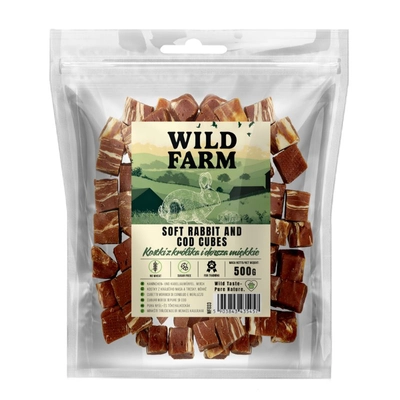 WILD FARM kostki z królika i dorsza miękkie 500g przysmak dla psa
