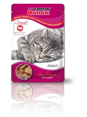 SUPER BENEK Adult Saszetka dla kota z kawałkami wołowiny 100g