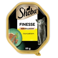 SHEBA Finesse tacka 85 g – mokra karma pełnoporcjowa dla dorosłych kotów, z kurczakiem, w pasztecie