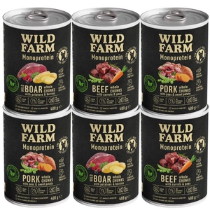 WILD FARM Monoprotein Mix Smaków 6x400g hipoalergiczna karma dla psa