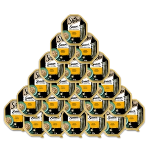 SHEBA Sauce Collection tacka 22x85 g – mokra karma pełnoporcjowa dla dorosłych kotów, frykasy z indykiem i warzywami, w sosie