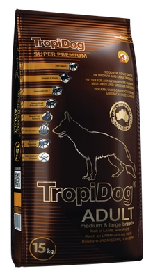 TROPIDOG Super Premium adult medium & large breed jagnięcina z ryżem 15kg opakowanie uszkodzone (4974)