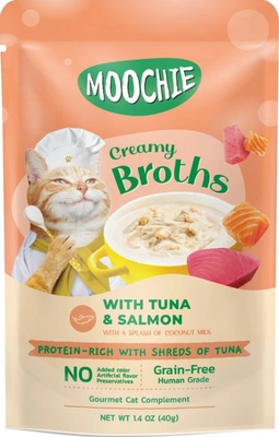 MOOCHIE Creamy Broths With Tuna & Salmon Grain-Free 40g Kremowy bulion z tuńczykiem i łososiem