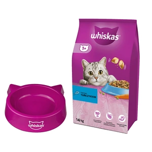 WHISKAS Adult 14kg - sucha karma dla kota z tuńczykiem i warzywami + MISKA DLA KOTA GRATIS !!! 