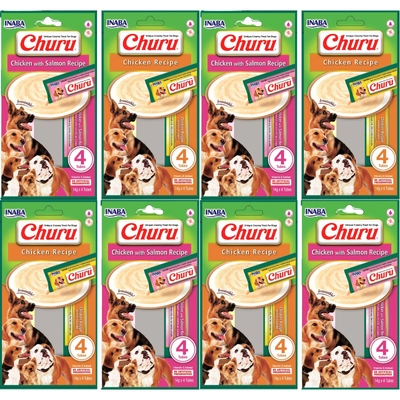 INABA Churu 4P przysmak dla psa o smaku kurczaka i łososia 4x(4x14g)+ INABA Churu 4P przysmak dla psa o smaku kurczaka 4x(4x14g)