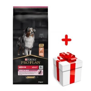 Purina Pro Plan Medium Adult Sensitive Skin Optiderma, łosoś i ryż 14kg   + niespodzianka dla psa GRATIS!