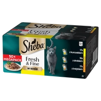 SHEBA saszetka 50x50g Fresh & Fine - mokra karma dla kotów dorosłych w sosie (z kurczakiem, z drobiem, z indykiem)