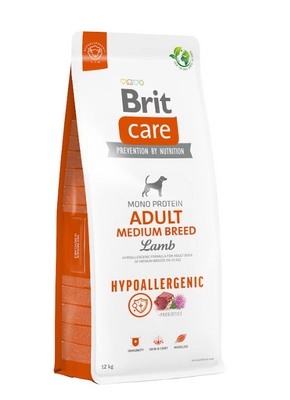 BRIT CARE Dog Hypoallergenic Adult Medium Breed Lamb 12kg opakowanie uszkodzone (4394,4557)