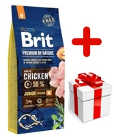 BRIT Premium By Nature Junior M 15kg + niespodzianka dla psa GRATIS!