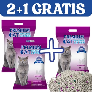 Premium Cat Żwirek Bentonitowy Zbrylający - Lawendowy dla kota 3x5L