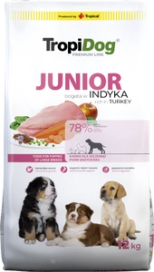 TROPIDOG Premium Junior L bogaty w indyka i ryż 12kg