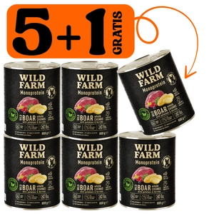 WILD FARM Monoprotein Wild Boar 5x800g + 800g GRATIS hipoalergiczna karma dla psa