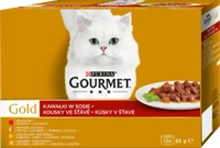 Purina Gourmet Gold kawałki w sosie mix(wołowina, indyk, łosoś, kurczak) 12x85g