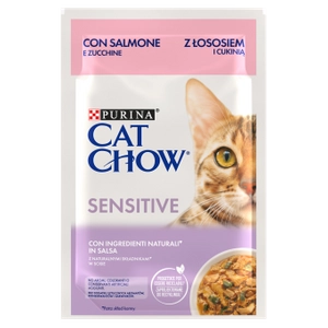 CAT CHOW Sensitive Karma dla kotów z łososiem i cukinią w sosie 85g