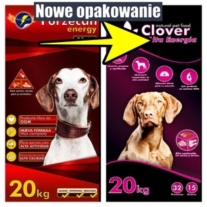 Forzecan Energy 51% mięsa BezGMO 20kg / Nowe opakowania CLOVER Alta Energia 20kg/ Opakowanie uszkodzone (1563) !!!